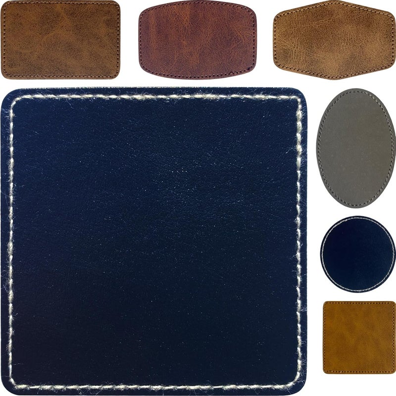 Twig Black Square Leatherette/Leather Patches/Sheets with Adhesive Iron-on Blank Laser Engraving/UV Printing/Baseball Hats/Truck Caps/Beanie/Fedora Heat Press Leather Sheets(30 Pieces-2.5 inch×2 inch) - Image 1